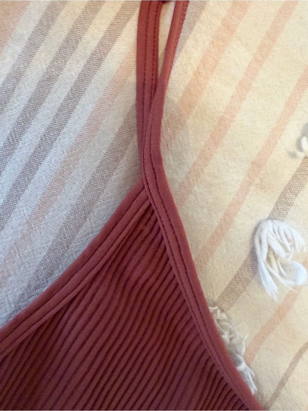 One-Shoulder Ribbed Tank Top - Rust - Picture 4 of 5